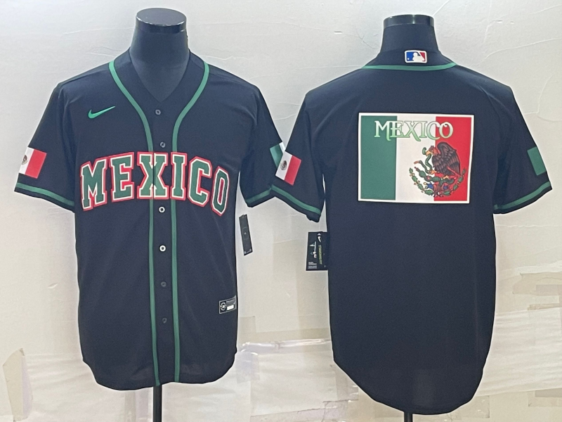 Men's Mexico Baseball 2023 Black World Baseball Big Logo Classic Stitched Jersey